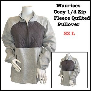 #T1 Maurice’s Cozy 1/4 Zip Fleece Quilted Pullover SZ L $49